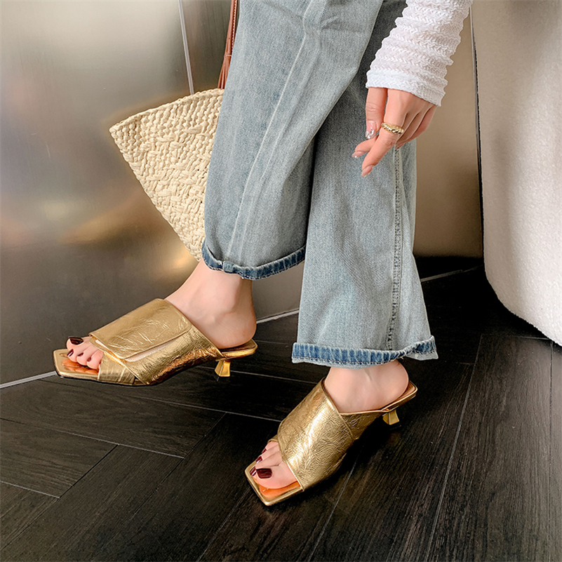 Nany Women's Medium Heel Leather Sandals