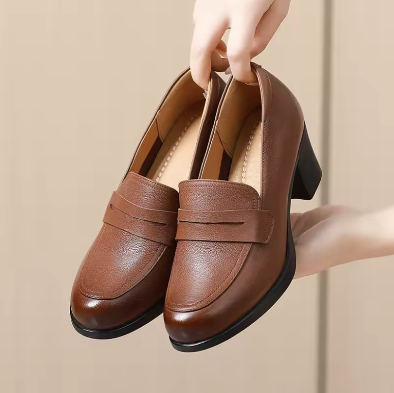 Nashi Women's Leather Loafer Pumps