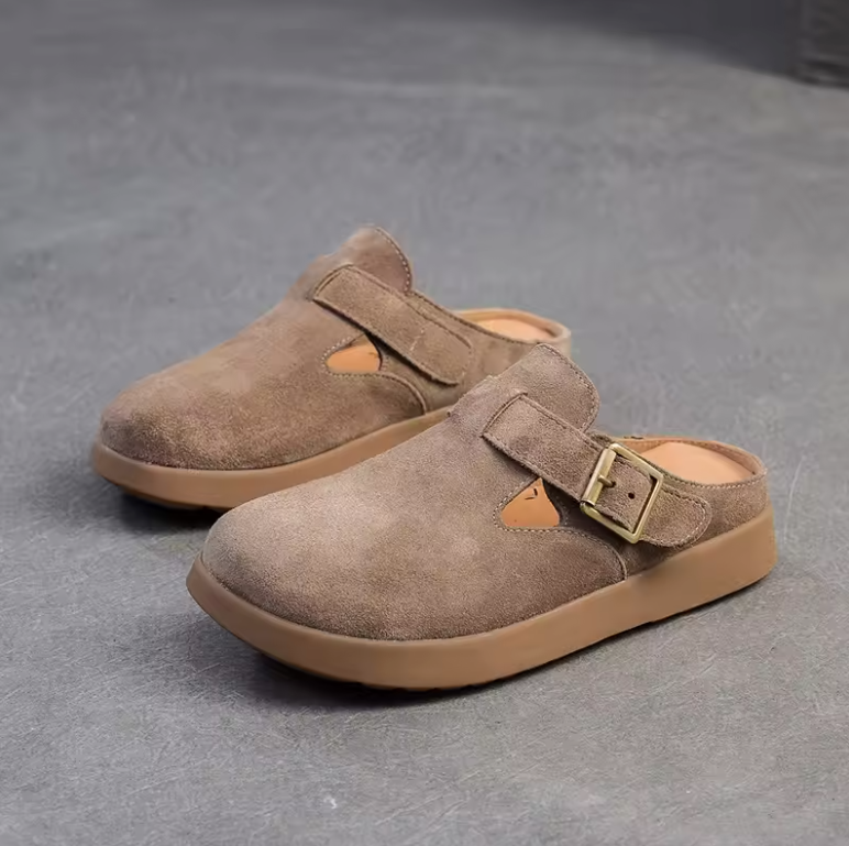 Nela Women's Leather Soft Sole Flat Slippers