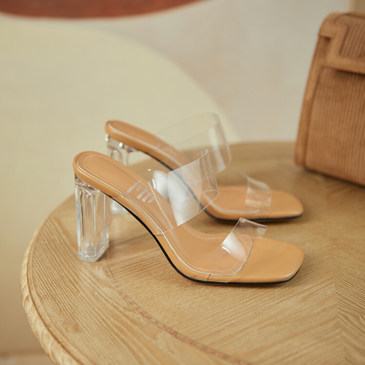 Nerza Women's Transparent High Heels Sandals