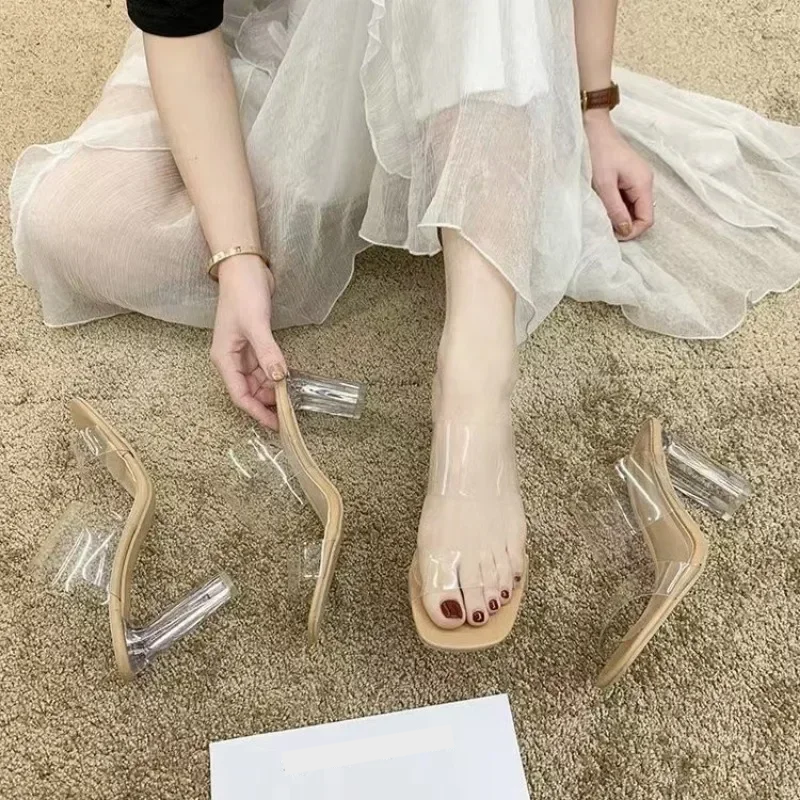 Nerza Women's Transparent High Heels Sandals