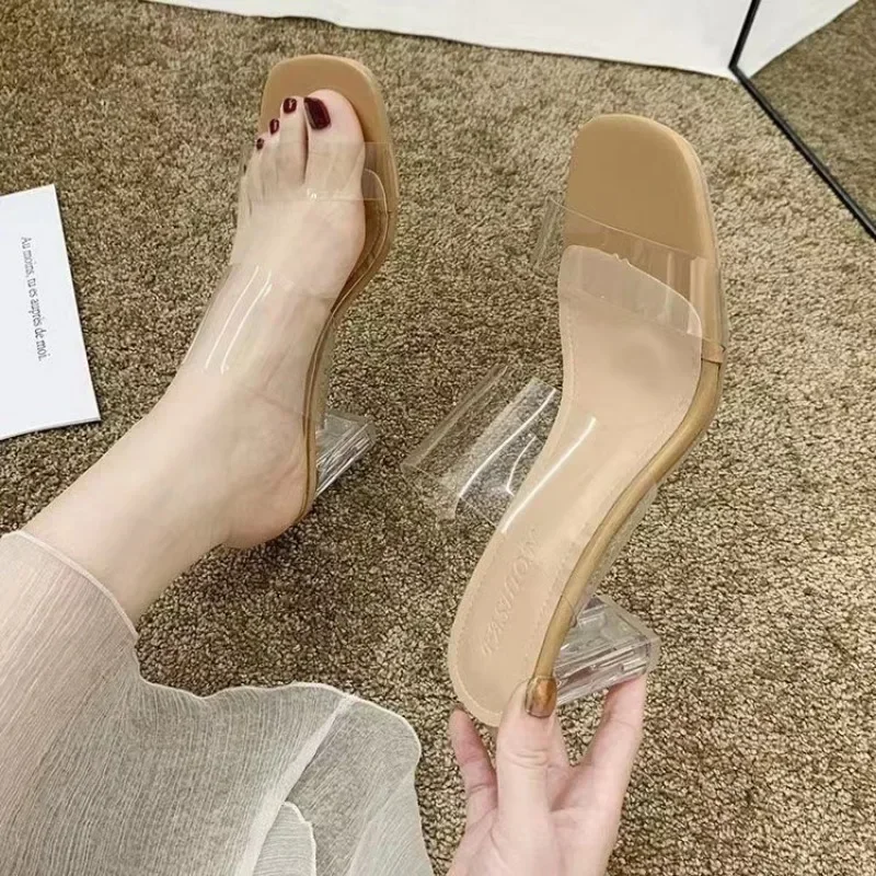 Nerza Women's Transparent High Heels Sandals