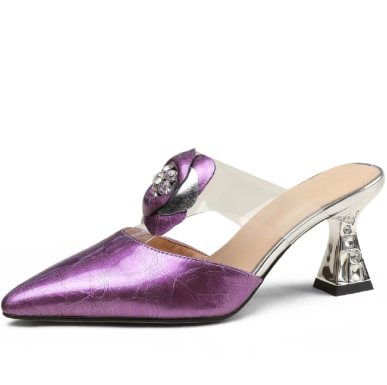 Nidia Women's Flower Leather Mules