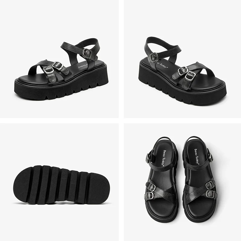 Nina Women's Comfortable Platform Leather Sandals