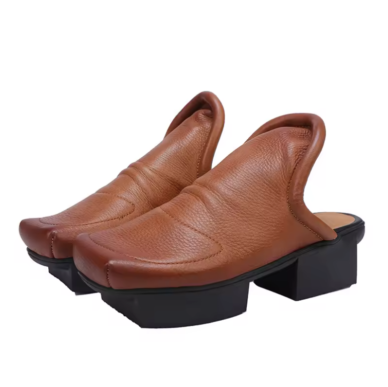 Nina Women's Leather Middle Square Toe Clogs