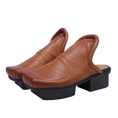 Nina Women's Leather Middle Square Toe Clogs