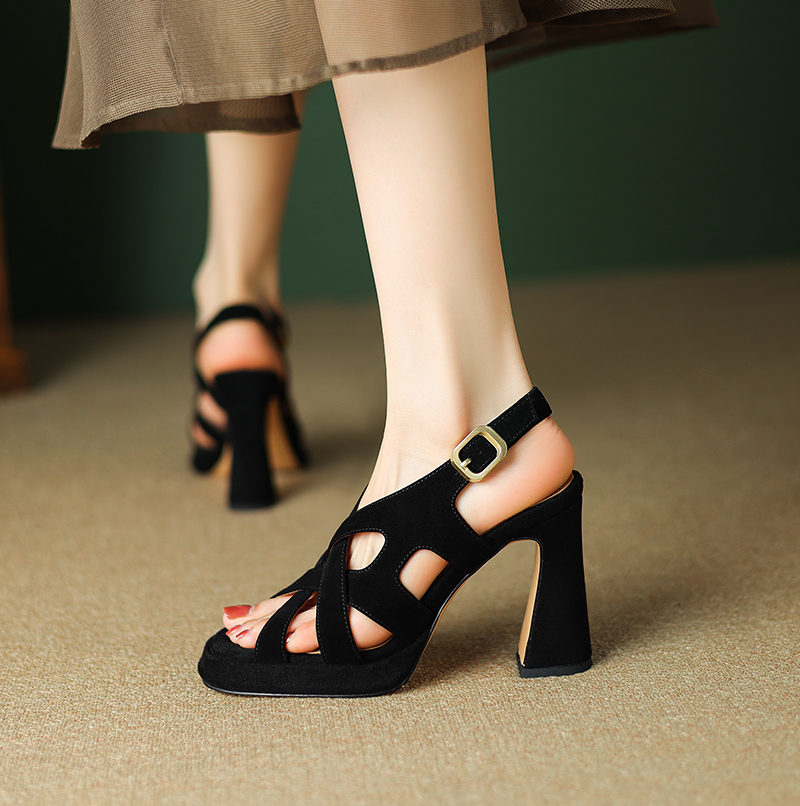 Oriana Women's Leather High Heels Platform Sandals