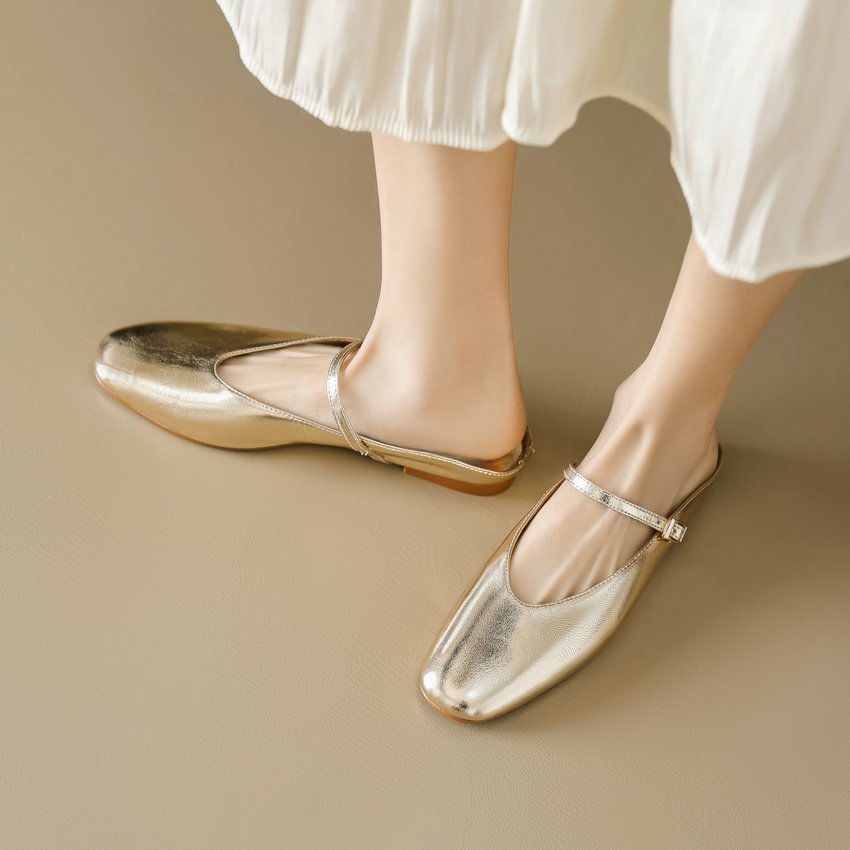 Oriana Women's Leather Summer Flat Mules