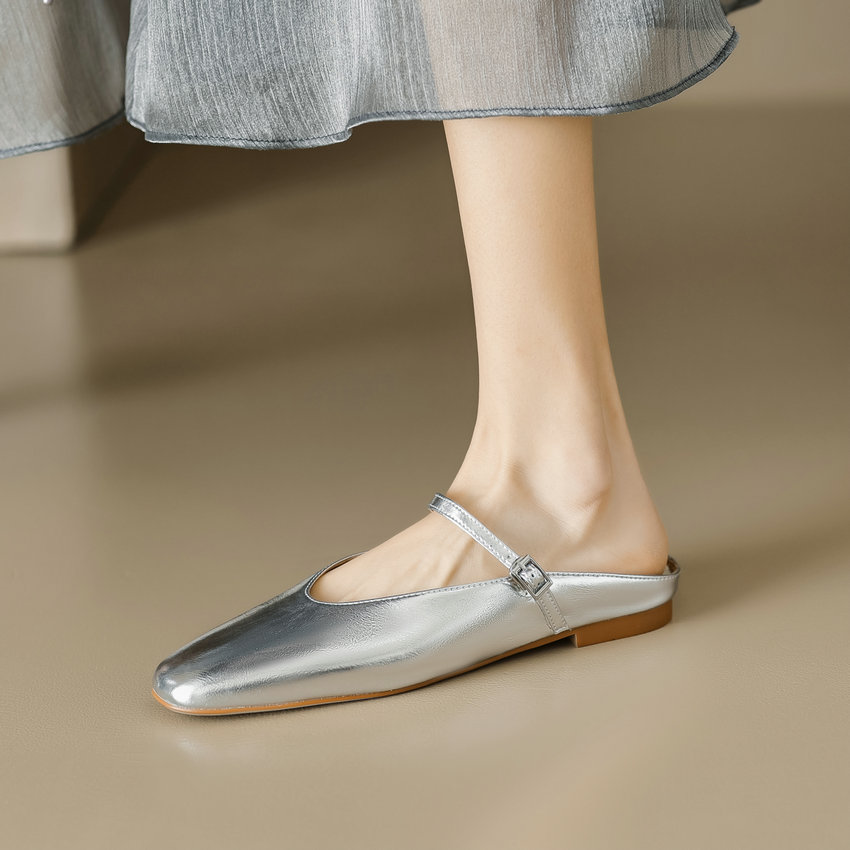Oriana Women's Leather Summer Flat Mules