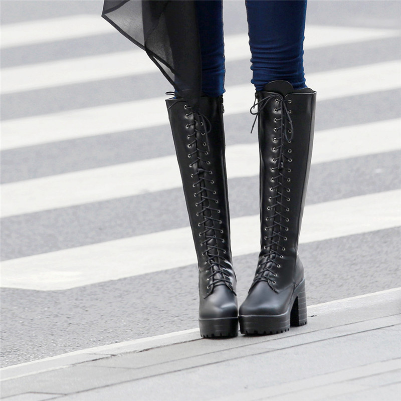 Perla Women's Lace-Up Platform Boots