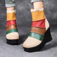 Rachel Women's Mixed Colors Autumn Wedges Boots