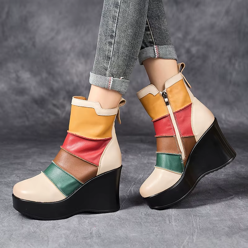 Rachel Women's Mixed Colors Autumn Wedges Boots