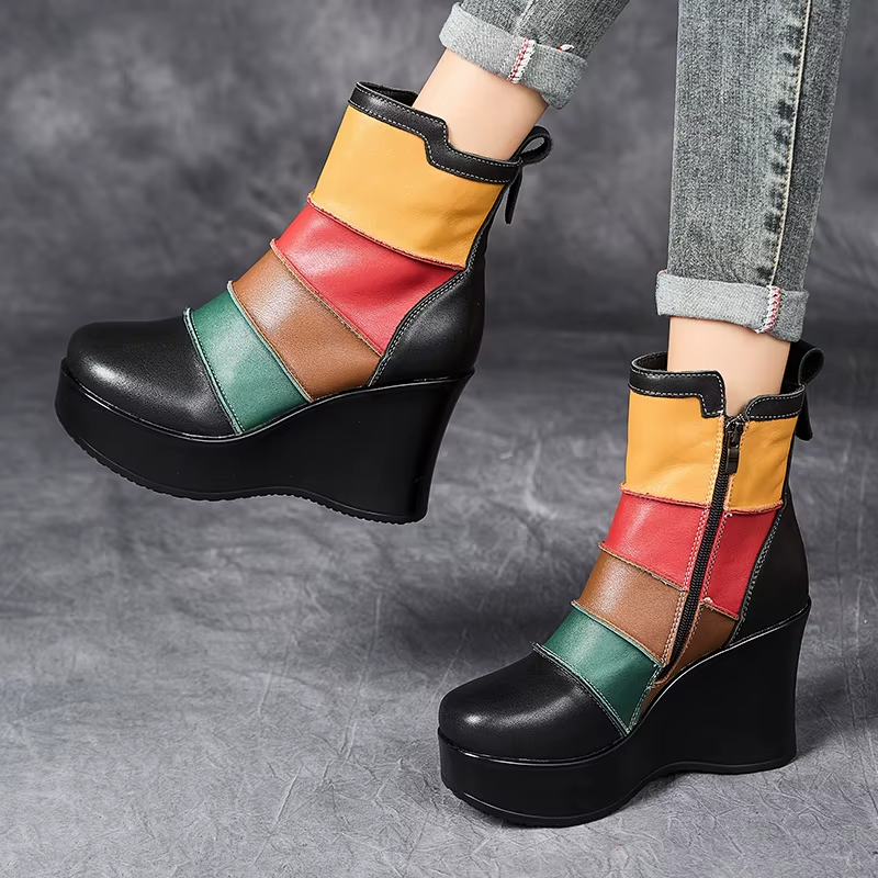 Rachel Women's Mixed Colors Autumn Wedges Boots