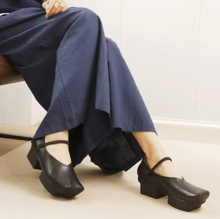 Ramira Women's Versatile Genuine Leather Middle Heel Pumps