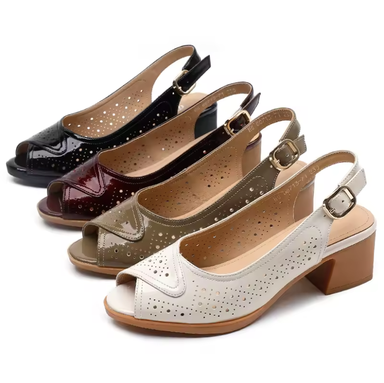 Raquel Women's Open Toe Patent Leather Sandals