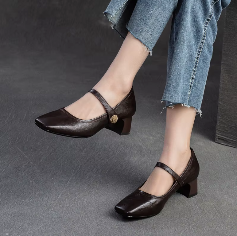 Rosa Women's Square Toe Leather Pumps