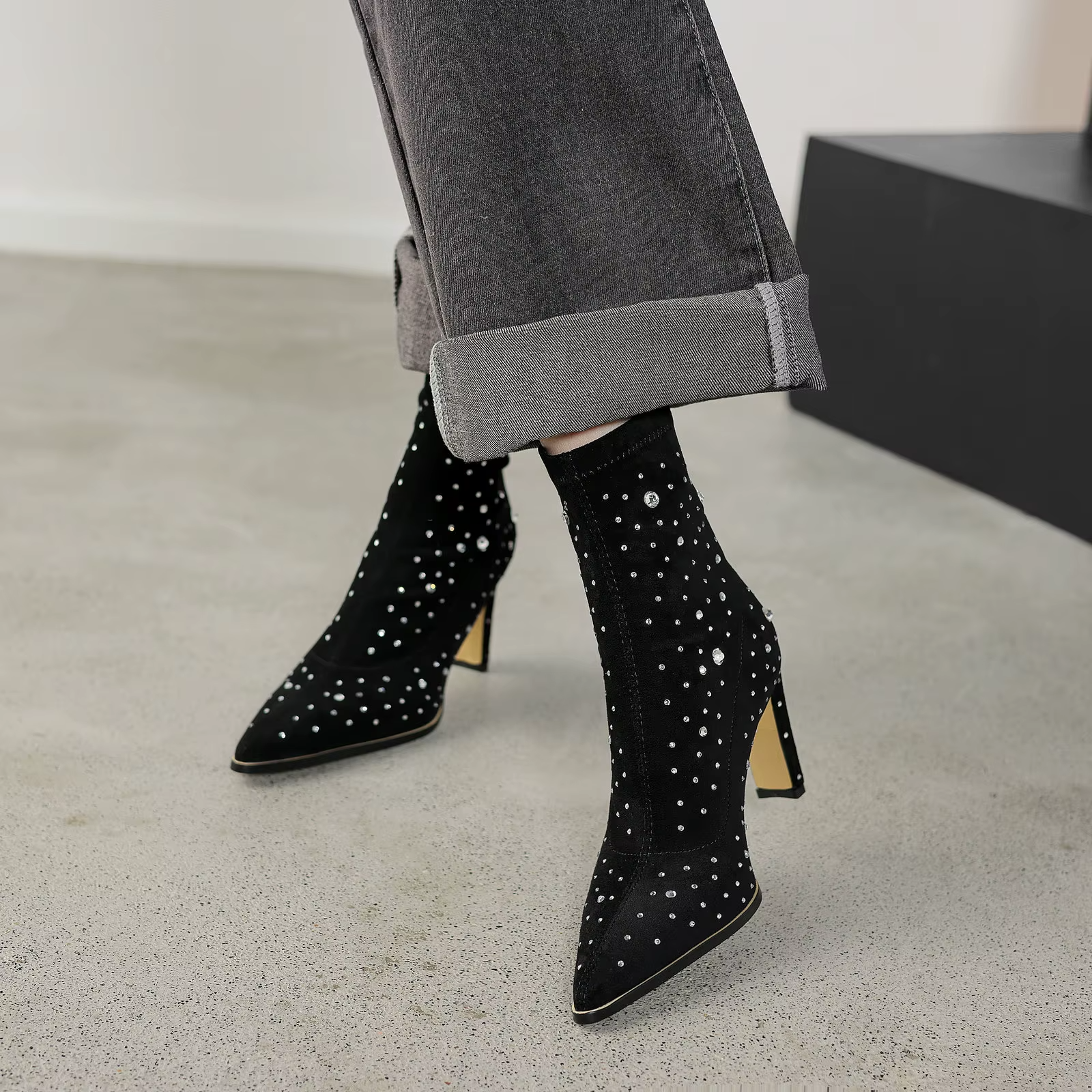Rosaura Women's Rhinestones Stretch Ankle Boots