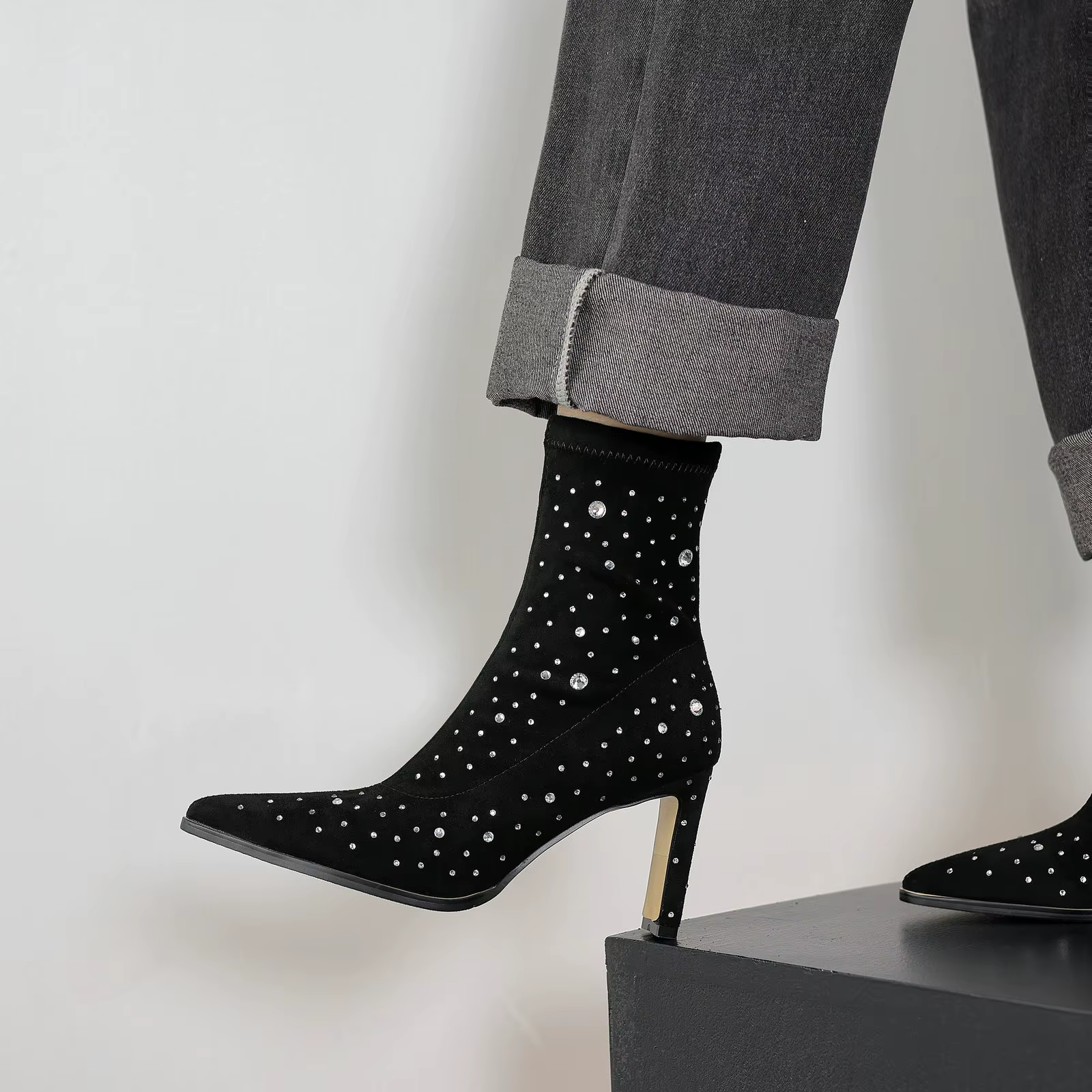 Rosaura Women's Rhinestones Stretch Ankle Boots