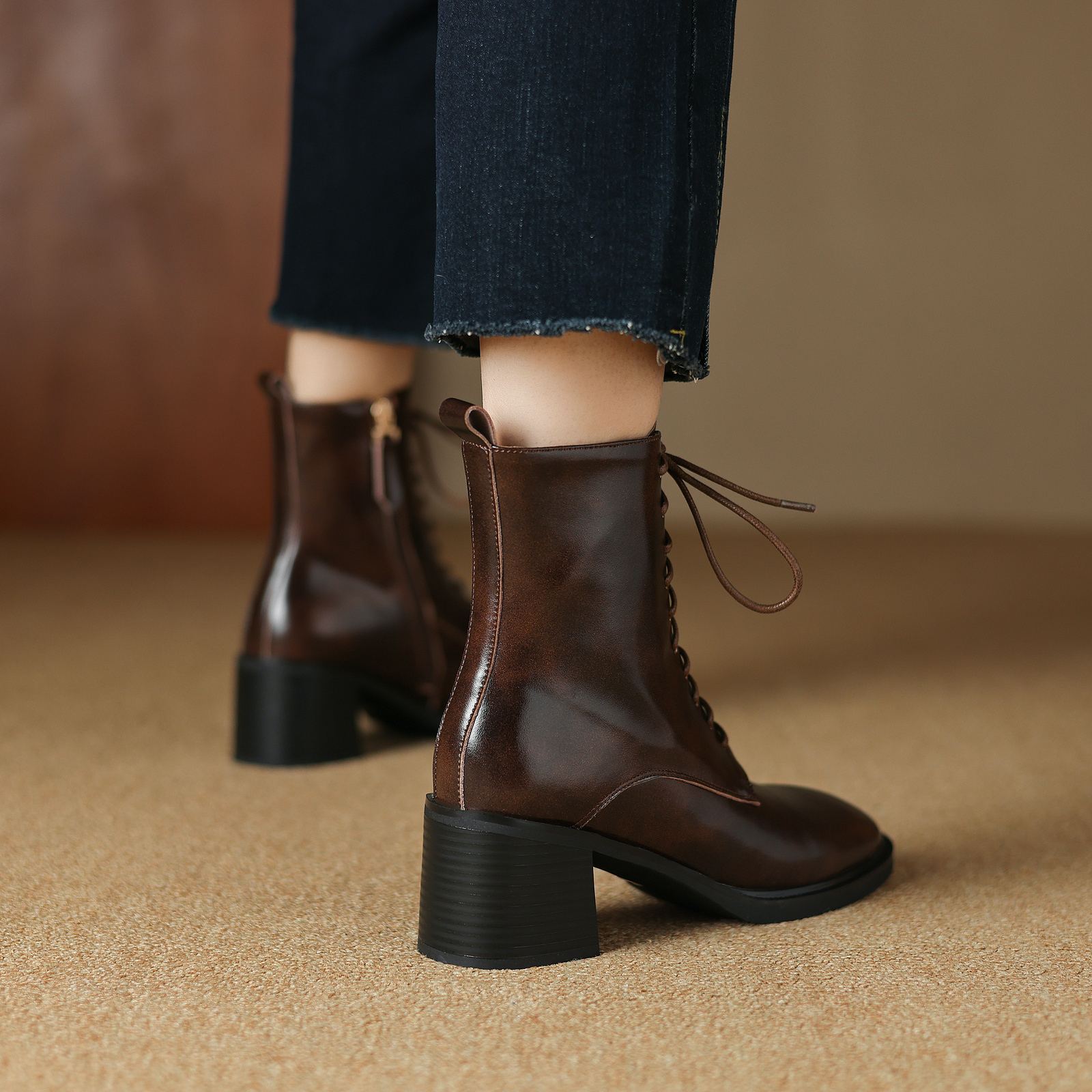 Sandy Women's Leather Lace Up Boots
