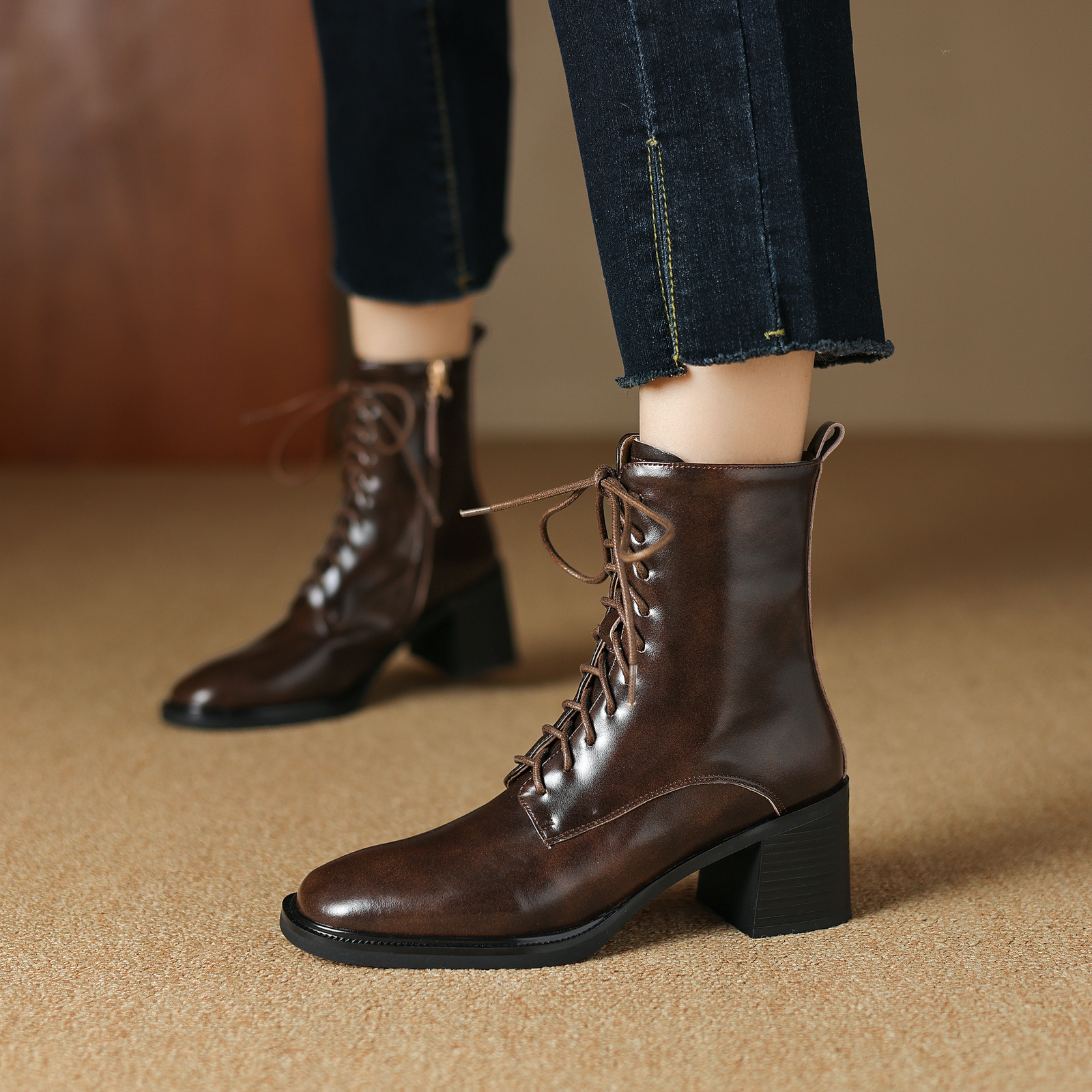 Sandy Women's Leather Lace Up Boots