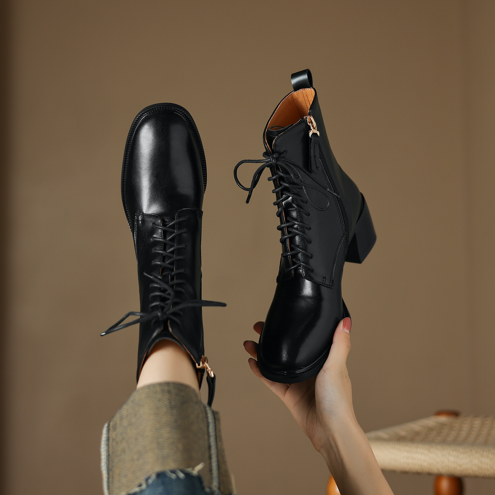 Sandy Women's Leather Lace Up Boots