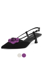 Scarlet Women's Leather Pointed Toe Flower Dress Sandals