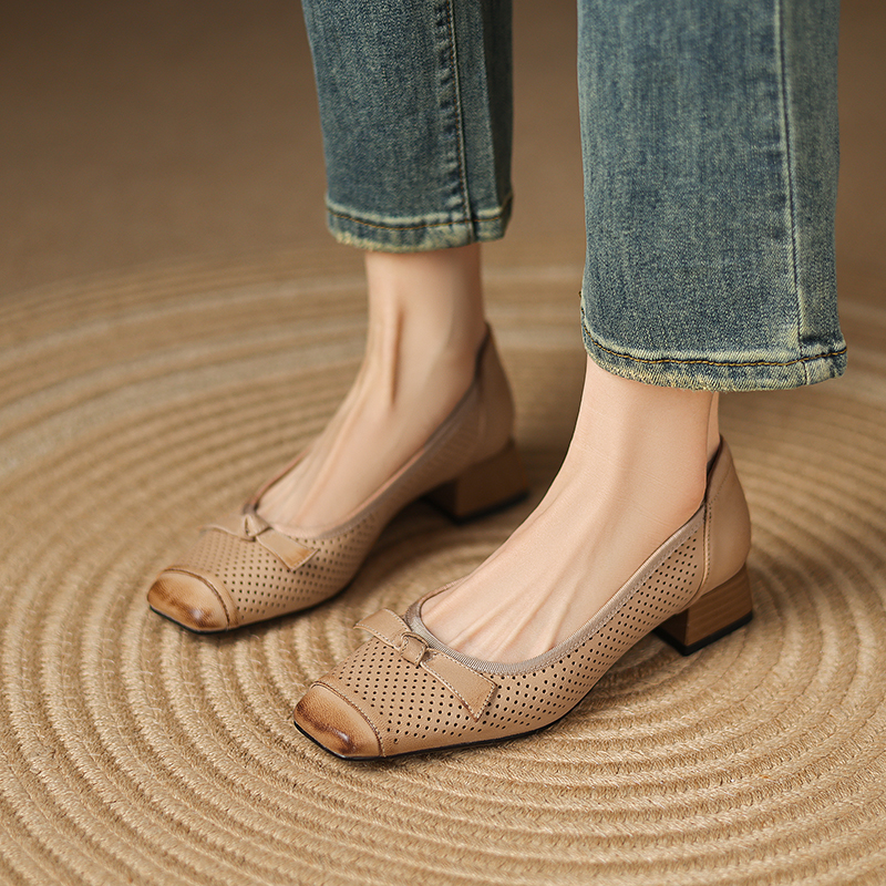 Sharlot Women's Leather Hollow Pumps