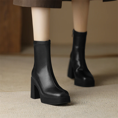 Sharon Women's Square High Heels Platform Boots