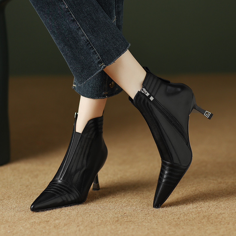 Silvestre Women's Pointed Toe Full Genuine Leather Ankle Boots