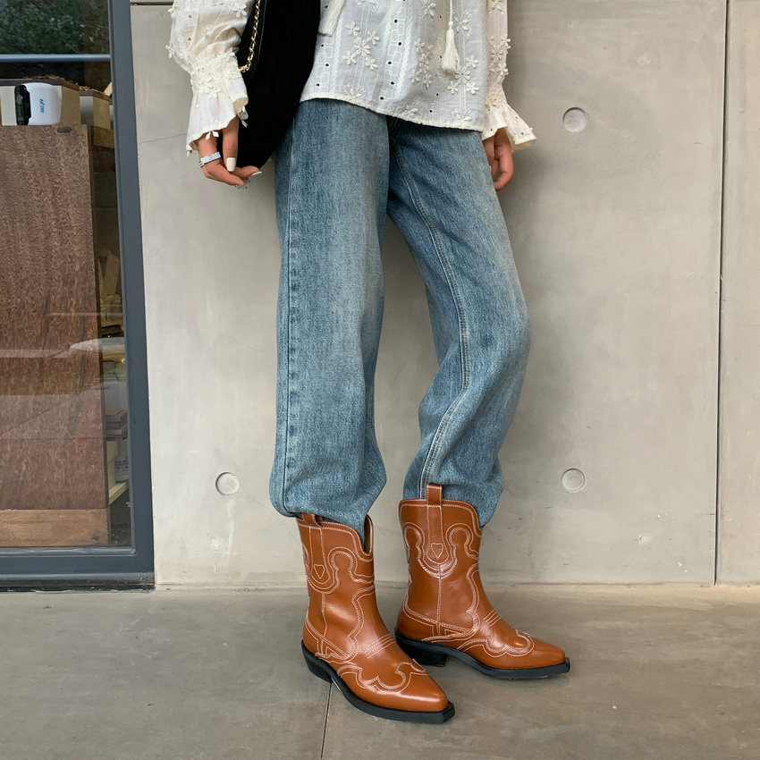 Triana Leather Mid-Calf Western Boots