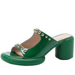 Vicenta Women's Rivet Patent Leather Sandals