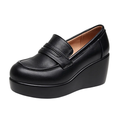 Vilma Women's Leather Black Platform Shoes