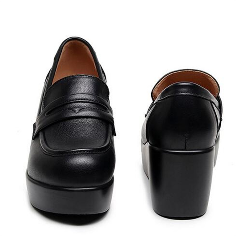 Vilma Women's Leather Black Platform Shoes