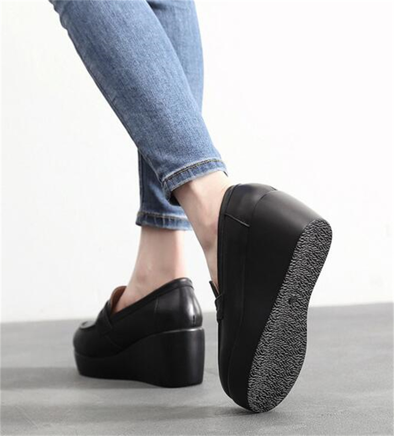 Vilma Women's Leather Black Platform Shoes