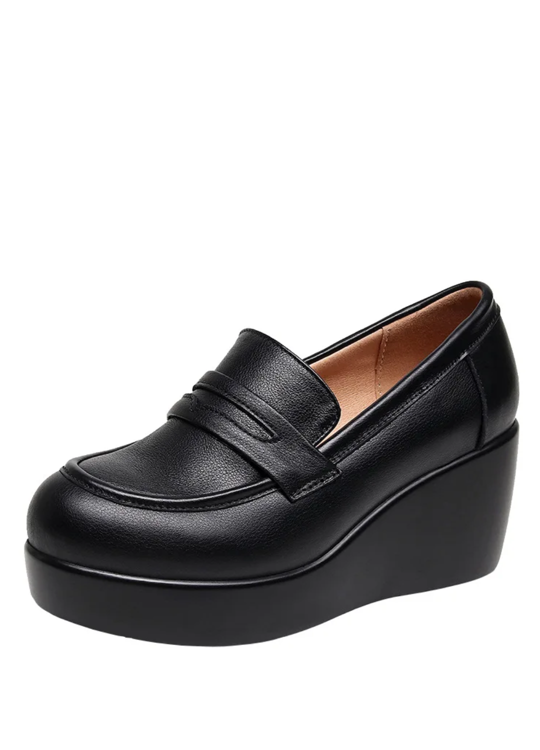 Vilma Women's Leather Black Platform Shoes