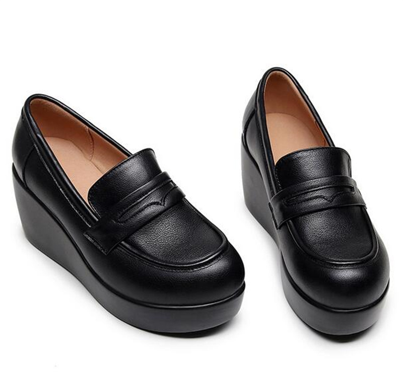 Vilma Women's Leather Black Platform Shoes