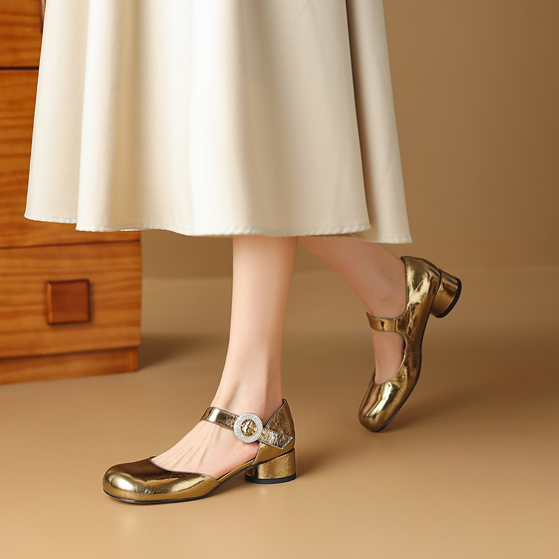 Virginia Women's Round Toe Ankle Buckle Strap Pumps