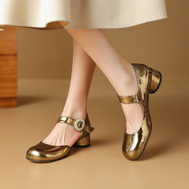 Virginia Women's Round Toe Ankle Buckle Strap Pumps