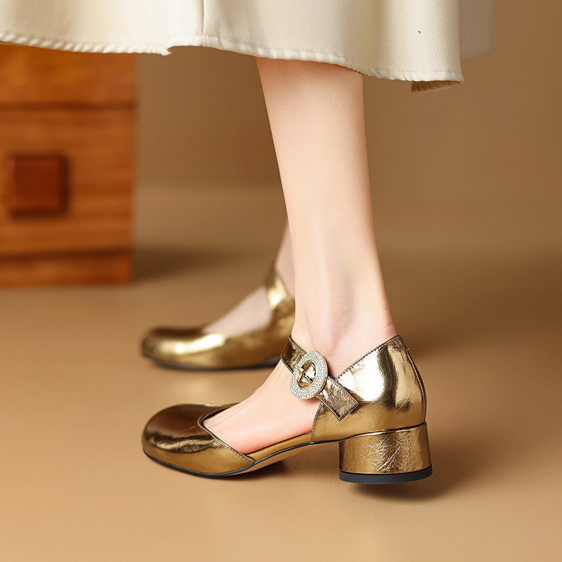 Virginia Women's Round Toe Ankle Buckle Strap Pumps