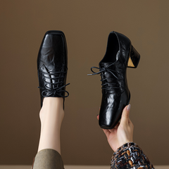 Zeyna Women's Genuine Leather Lace Up Pumps