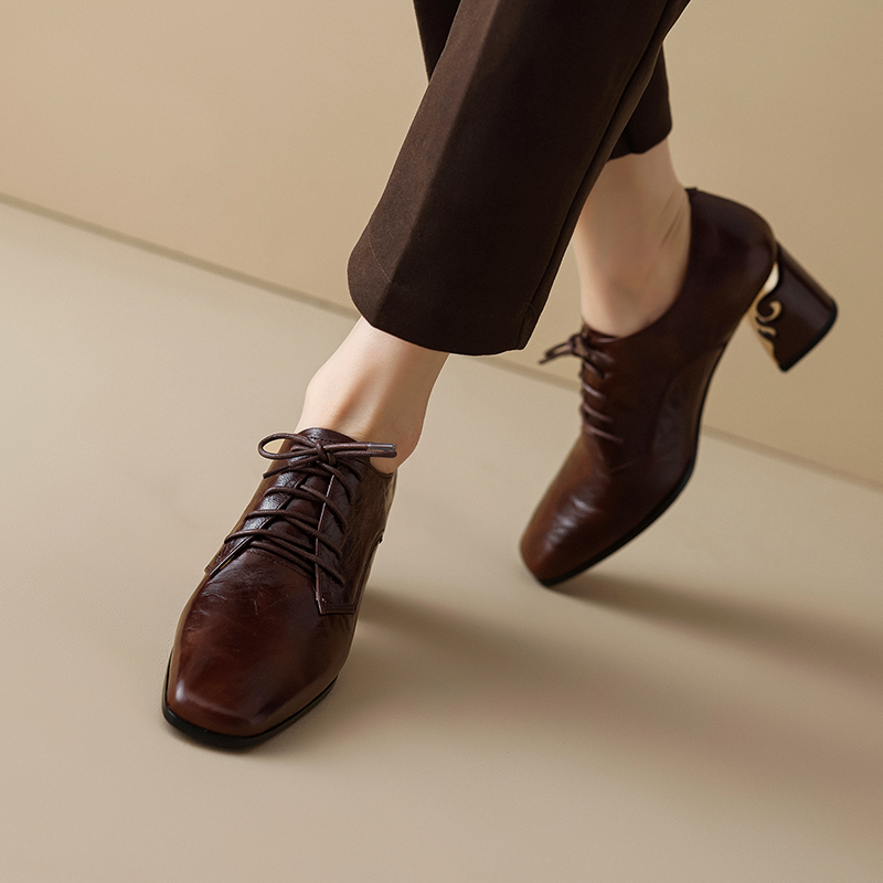 Zeyna Women's Genuine Leather Lace Up Pumps