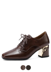 Zeyna Women's Genuine Leather Lace Up Pumps