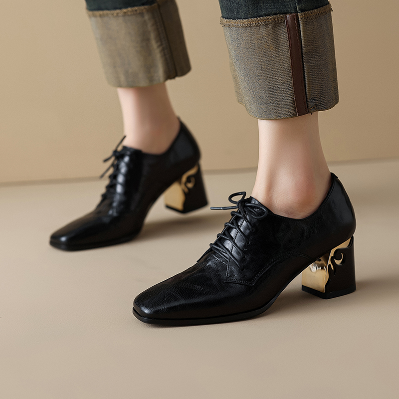Zeyna Women's Genuine Leather Lace Up Pumps