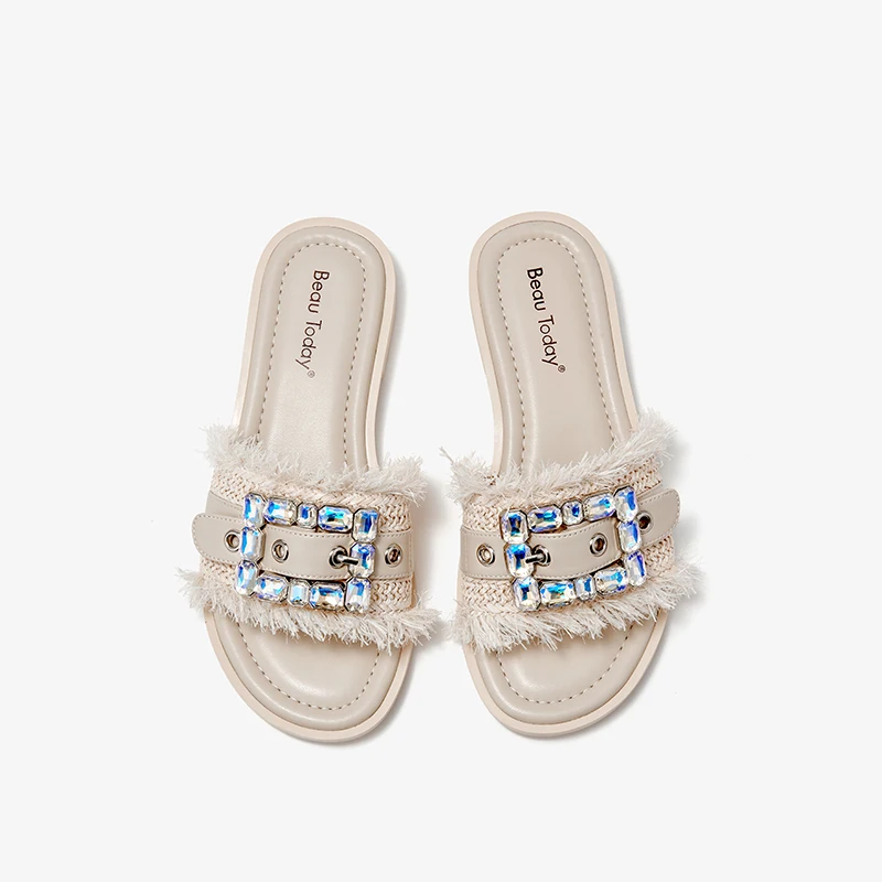 Zulma Women's Open-Toe Leather Slippers