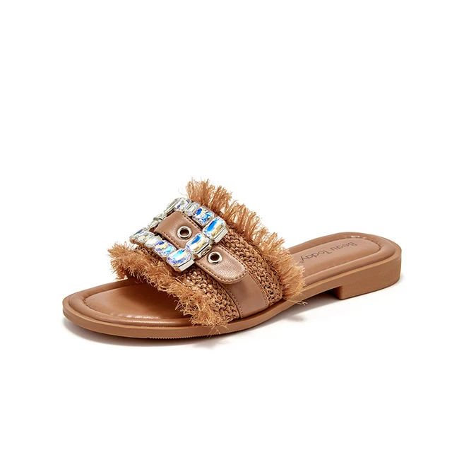 Zulma Women's Open-Toe Leather Slippers